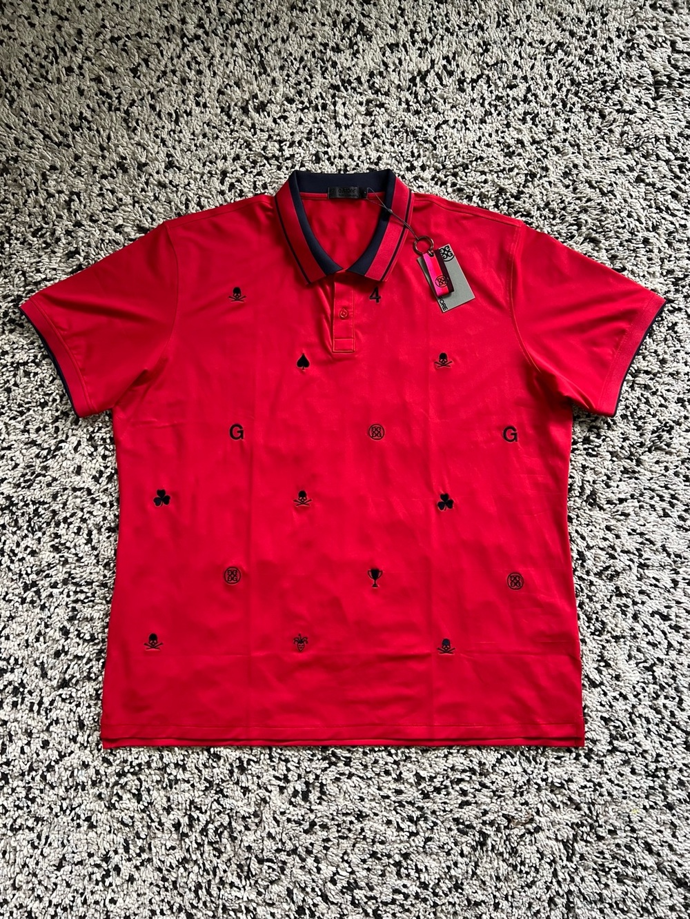 G/FORE Golf Embroidered Icons Deck Polo Shirt Red Black G4MF20K46 Men’s Size XXL